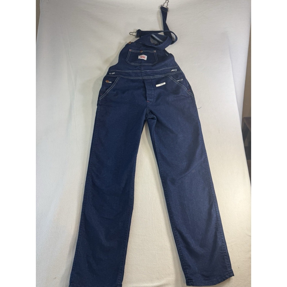 Vintage Round House Denim Overalls USA Cotton Bib Carpenter Workwear Sz 14
